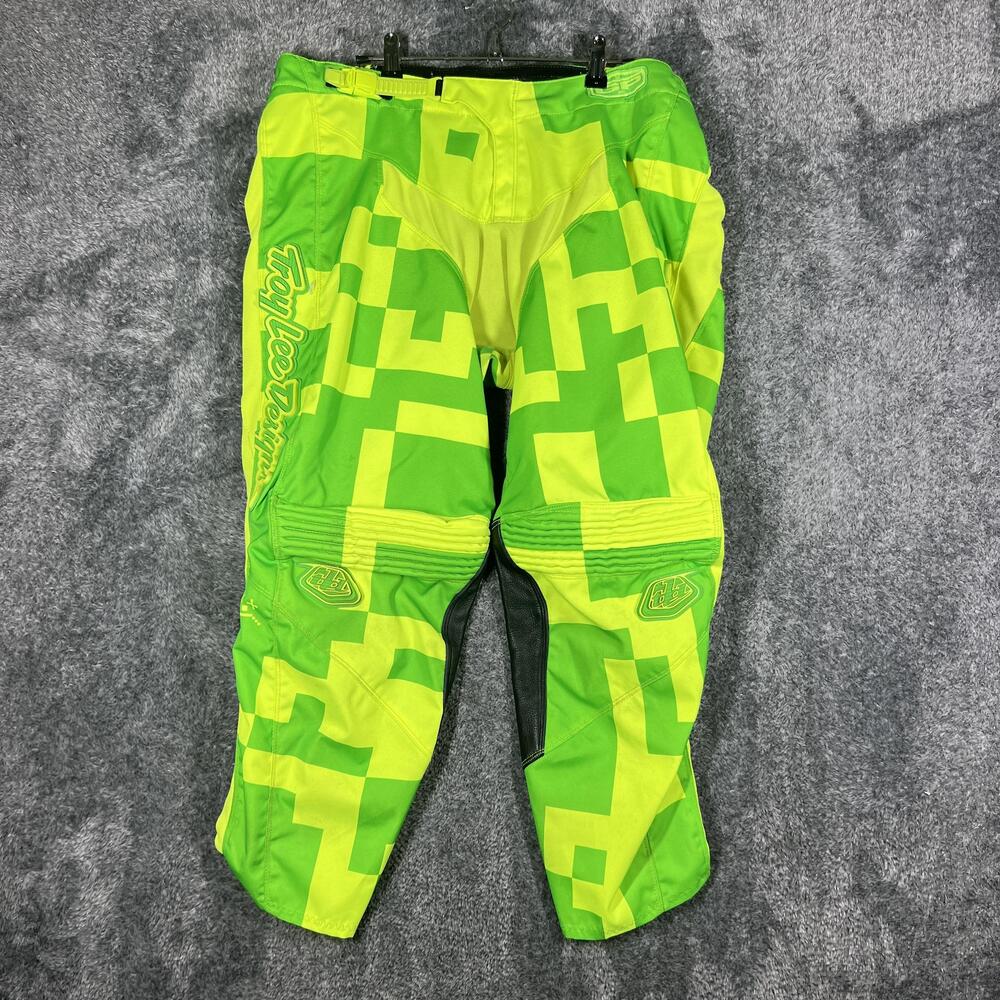 Troy Lee Pants Mens 38x24 Green Microfiber Stretch Tapered Ankle Motorcross
